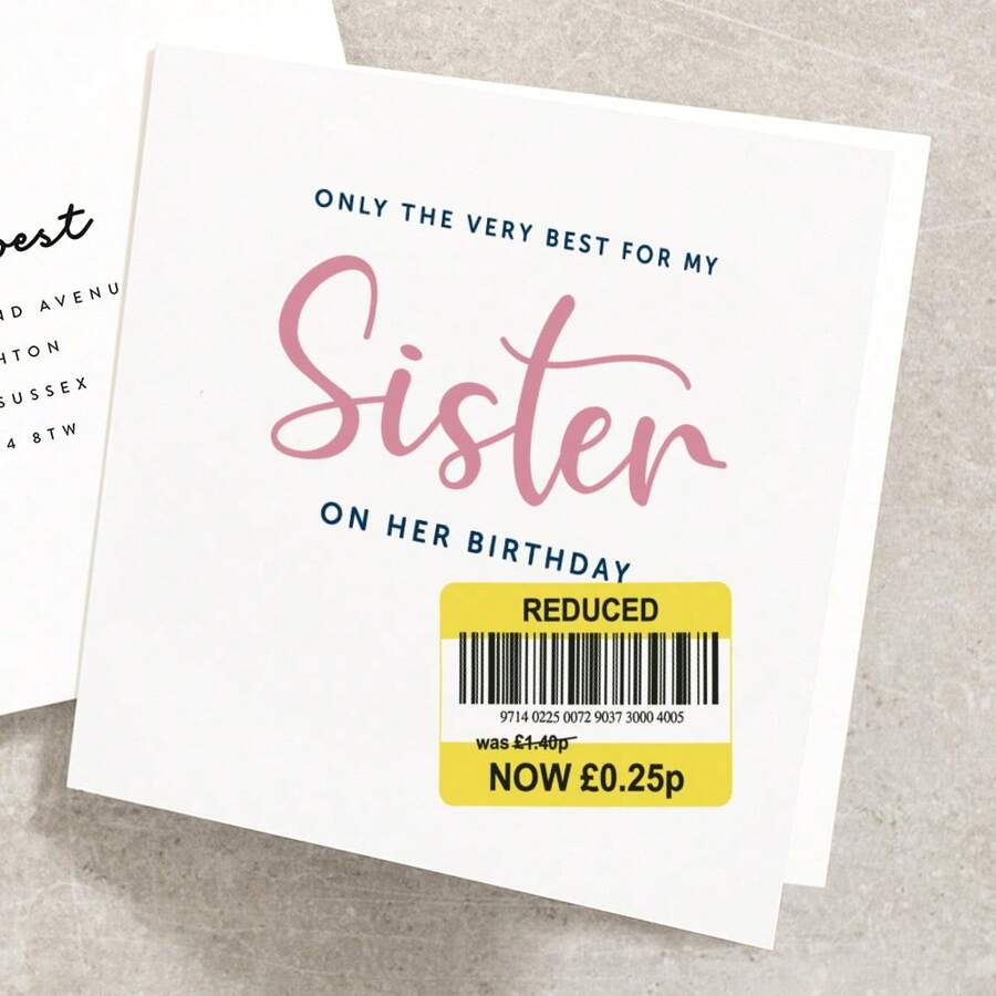 姐姐的生日贺卡 | 有趣的生日贺卡 | 姐姐的有趣卡片 | 有趣的生日贺卡 | 姐姐的生日礼物 | 缩小卡片包括信封，圣诞节