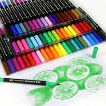 120/100/80/60/48/36/24/12pcs Double-Ended Marker Pen Set,Mark Pen Washable Soft-Tipped Pen Set Of Brushes, Multiple Set Models Available For Selection,Drawing Not Soak Paper, Art Collection, Pen To Graffiti Art Of Diy Pens, Colorful Painting Watercolor Art Mark Pen Sets, Waterproof High-Capacity Color Pen, Exquisite Gift To The Student, The Perfect Gifts Of Gifts, Marker Pen,Back To School,School Supplies