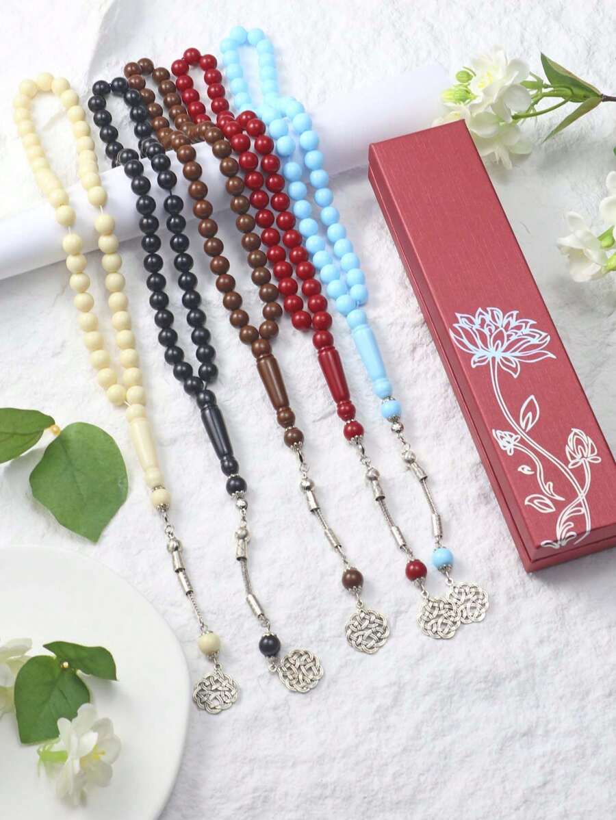 1 件 45 件 10 毫米亚克力手工念珠手链，穆斯林祈祷，时尚简约风格红色礼品盒（多种颜色） - 彩色 - 查看 1