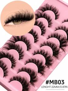 8 Pairs False Eyelashes 3D Fluffy Dramatic Eyelashes Fluffy Thick Lashes Volume Natural Look Fake Lashes Soft Fluffy Makeup Tools - Black - View 10