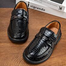 1 Pair Children Lacquer Button Casual Oxford & Loafer Shoes, Non-Slip, Durable, All Season Wear - Black - View 7