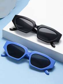 2 Pcs Polygonal Sexy Women Sunglasses Facial Slimming Photography Prop Sunglasses, Exaggerated Hip Hop Style UV Protection
