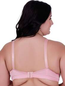 Reinforced Lace Bra With Padded Cups, Plus Size Support Bra - Baby Pink - View 2