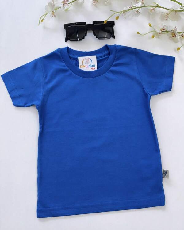 Camiseta Lisa Manga Curta Infantil Basica Menino Menina Roupa Criança Masculina Feminina Branco Azul Marinho Amarelo Vermelho Escola Uniforme Escolar