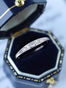 1pc 925 Sterling Silver Diamond Studded Ring For Women Fine Ladies Jewelery Gift Women Dating Wear