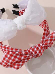 2 Stücke Haarband mit Kaninchen Ohren aus Karomuster Stoff, süß & vielseitig, geeignet für den täglichen Gebrauch, Frühling/Sommer