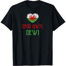 Wales St Ds Day T-Shirt 100% Cotton - Black - View 1