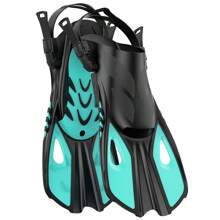 Snorkel Fins Swimming Flippers Adjustable Buckles Short Silicone Scuba Diving Shoes Open Heel Travel Size Adult Men Women - Multicolor - View 1