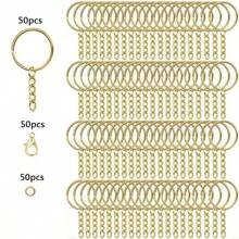50pcs/100pcs/150pcs Keychain Making Kit, Including Detachable Key Ring, Lobster Clasp, Jump Ring, For DIY Jewelry Keychain, Handicraft Making
