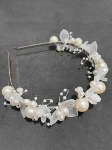 1pc Girls Elegant Pearl Flower Headband, Forest Sweet Headband, Alloy Material, Suitable For Girl, Daily Use, Ideal Choice For Gifts - Multicolor - View 10