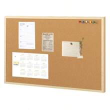 Eine Korktafel mit Holzrahmen, Pinnwand zum Aufhängen, Notiztafel, dekoratives Bürobrett, Nachrichtentafel für Zuhause und die Schule