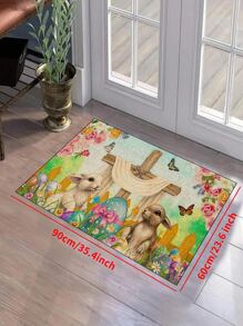 1 pieza Alfombra de interior con fondo beige, rejilla vertical, tema de Pascua, felpudo creativo de entrada, decoración del hogar, alfombra antideslizante para piso, accesorios de dormitorio, accesorios fotográficos, decoración exterior, manta, alfombra de área, regalo - Multicolor - Ver 7