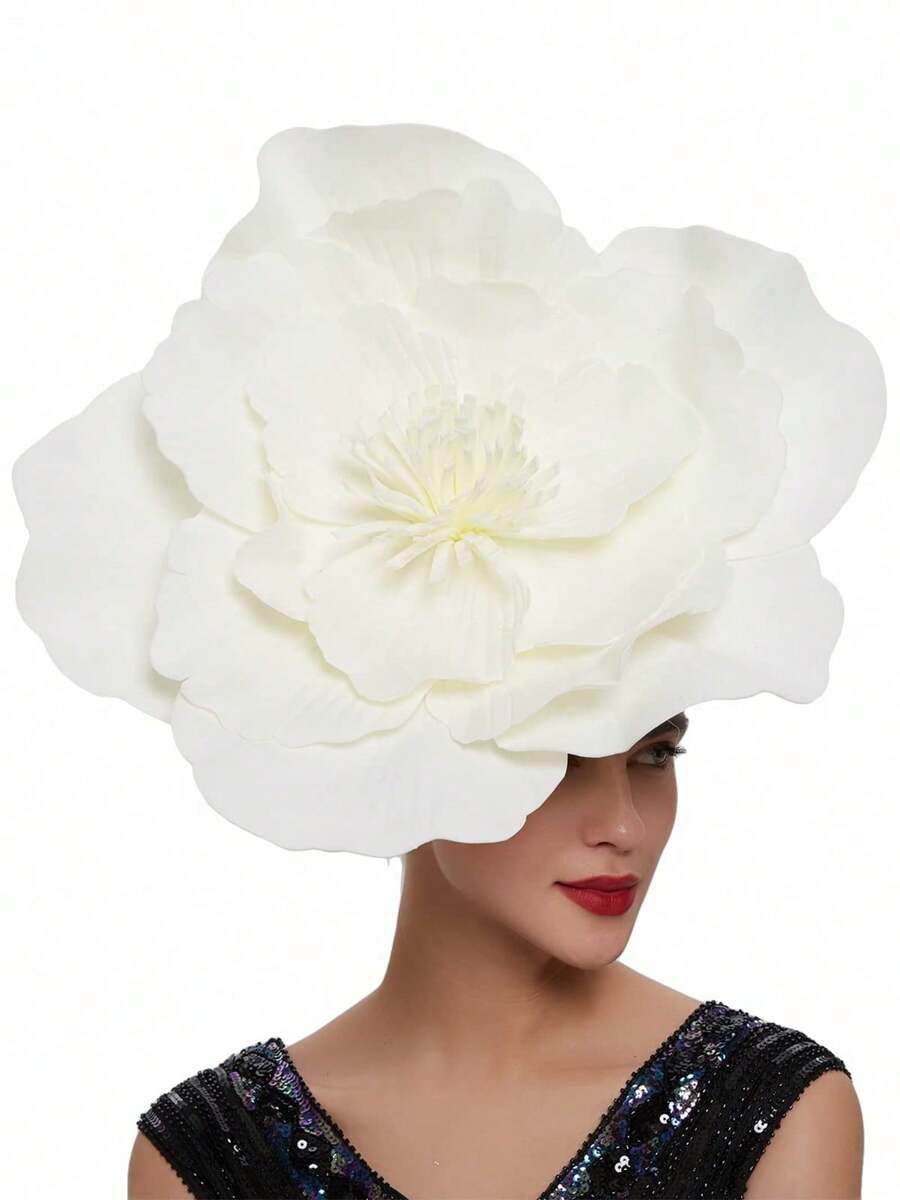 17in Large Artificial Flower For Women Tea Party Fancy Flower Hats Headwear For Girls Women Accessories Fashion Hairband Headwear