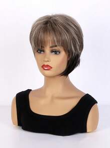 1 peça 10 polegadas Y2K Moda Feminina Cabelo Misto Cor Fibra Química Peruca Curta, Seda de Alta Temperatura Resistência ao Calor e Alta Densidade, A Decoração Perfeita para Meninas Sairem