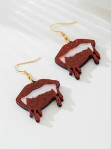 1 Pair Gothic Style Black Lip Pendant Earrings For Women