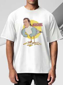 PAYEAH Steven Seagull Printed Men's Vintage Casual Print T-Shirt(Single Piece)100% Cotton 220g Heavy Cotton T Shirt