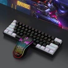 60% Gaming Keyboard And Mouse Set, Transparent Numpad, 61 Key Mini RGB Mechanical Keyboard, Detachable TYPE-C Cable, Suitable For PC/ Gamers, Typists, Travel, Business Travel
