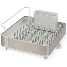 Joseph Joseph Extendable Dish Drying Rack With Dual Parts - Stainless Steel, Non-Scratch, Movable Utensil Drainer & Drainage Spout, GrayHalloween Christmas New Year - Light Stone - 查看 4