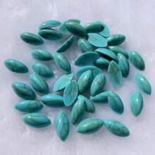 50 piezas de Piedras de resina de turquesa de forma de hoja y ojo de caballo de 7*15 mm con Rhinestones vintage para vestidos de boda