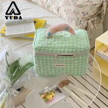 Organizador de maquillaje femenino aseo Kit Bolso hacer Funda almacenamiento bolsillo - Verde - Ver 3