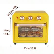 15QT- Large Countertop Oven, Air Fryer Toaster, Combined, Broil, Bake, Broil, Reheat, No Frying, Stainless Steel, Visible Window, Healthy Cooking, Space Saving Design, Pink - 美規B型插(110-127V) - 查看 7