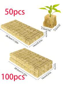 50/100pcs No Soil Cultivation Seedling Blocks, Grow Blocks,Hydroponics Rockwool Cubes With Holes,Gardening Plant Growing Blocks, Breathable Felt Plant Growing Plant Blocks, Garden Raise Supplies,Perfect For Rooting, Cuttings, Cloning Plants, Seed Germination,All Garden Enthusiasts