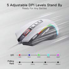 M612 Predator RGB Gaming Mouse, 8000 DPI Wired Optical Gamer Mouse With 11 Programmable Buttons & 5 Backlit Modes, Software Supports DIY Keybinds Rapid Fire Button
