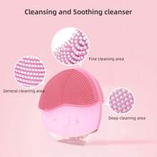 1pc Blue Electric Facial Cleansing Brush,Silicone Mini Pore Cleaner,Men & Women Beauty Facial Cleansing Device,Waterproof Cleansing Brush,Massage Facial Brush,Home Use & Travel - Blue - View 6