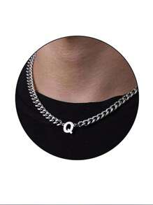 1pc Stainless Steel 26 Letter Fashion Pendant Necklace, Suitable For Daily Wear, Gift For Boyfriend/Girlfriend, Couples