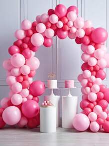 64/126 个粉色红色玫瑰红色乳胶气球套装，生日派对，节日气球，圣诞节，可爱气球，室内装饰气球，气球花环套件 - 彩色 - 查看 1