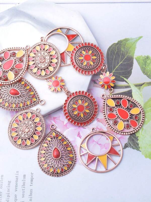 10 قطعة/عبوة من سبيكة الزنك والأكريليك بأشكال جذعة دوار الشمس وقطرات، باللون الذهبي الشمبانيزي، مناسبة لأقراط النساء وصناعة المجوهرات لحفلات الزفاف والخطوبة