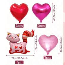 1/10 件猫心形铝箔气球套装，适用于婚礼场景装饰、派对装饰、订婚、周年纪念、母亲节、毕业典礼 - 彩色 - 查看 2
