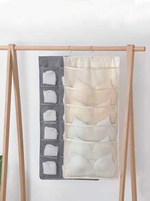 1pc Dual Sided Closet Hanging Organizer With Mesh Pockets, 6+18 Pockets, Dual Sided Hanging Pockets, Wardrobe Storage Bags, Oxford Cloth Space Saving Storage Bag For Bra Underwear Underpants Socks Reversible Underwear StorageHanging StorageHanging Bag, Socks, Underwear Storage, Home Wall, Wardrobe, Bra Storage