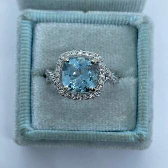 1 件女士订婚戒指，时尚优雅蓝色锆石装饰戒指，结婚周年派对珠宝礼物，生日礼物