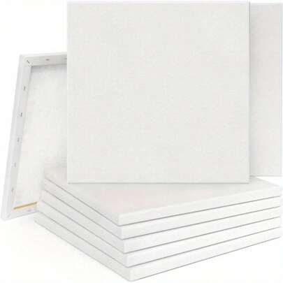 Trintion 10PCS 20x20cm Blank Artist Canvas Art Board Plain Painting Stretched Framed For Painting Enthusiast