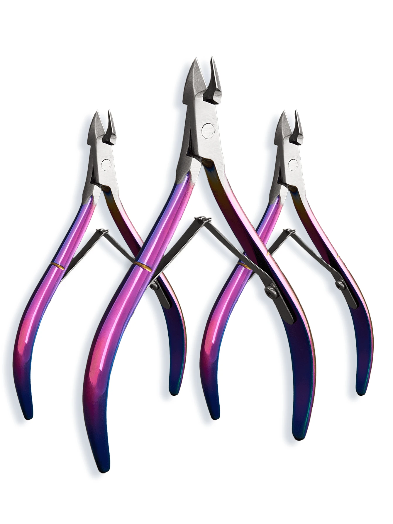 Bộ 3 kềm cắt móng tay bằng thép không gỉ cổ điển, cắt tỉa chính xác móng tay và móng chân, lưỡi dao lõm, kềm cắt biểu bì chuyên nghiệp, dụng cụ chăm sóc móng (màu tím), đồ dùng làm móng, dụng cụ làm móng, dụng cụ làm móng, dụng cụ vẽ móng, trở lại trường, làm móng, dụng cụ làm móng để dán móng, dụng cụ làm móng tay chân
