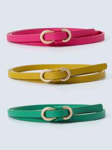 3pcs Set Buckle Knotted Thin Waist Belts Summer, School Fall, Autumn, Halloween