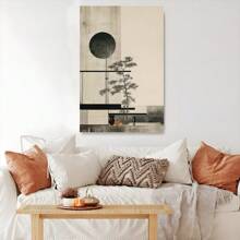 1 Pc Framed Japandi Scandinavian Wall Art Japanese Mid Century Wall Art Textured Canvas Poster Painting Wall Decor For Bedroom Living Room, Ready To Hang - 彩色 - 查看 5