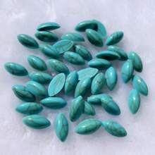 50 piezas de Piedras de resina de turquesa de forma de hoja y ojo de caballo de 7*15 mm con Rhinestones vintage para vestidos de boda