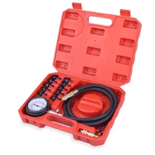 1 Set Of Professional Engine Oil Pressure Testing Kit - Oil Pressure Gauge Combination, Including 10 Adapters, Suitable For Cars, Motorcycles, Trucks, And Ships - Automotive Oil Pressure Diagnostic Tool (Red) - Red - View 3