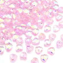 24pcs 8mm Iridescent Glass Crystal Heart-Shaped Beads, Faceted Heart Loose Beads For Necklace, Bracelet, DIY Jewelry Craft, Clothing And Gift Accessory