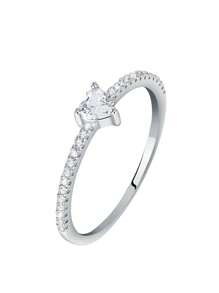 Minimalist Fashionable S925 Sterling Silver Heart Rhinestone Ring, High-Quality Jewelry Gift For Friends, Girlfriends, Couples, Suitable For Daily Wear