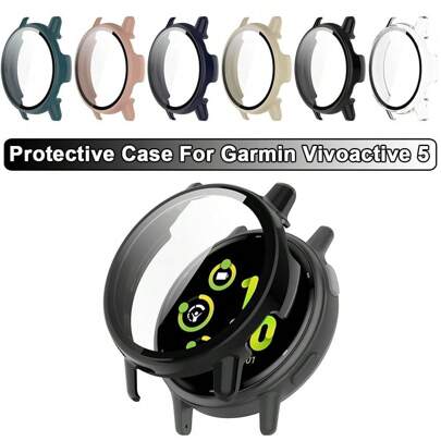 Funda para Garmin Vivoactive 5 de PC con cubierta completa + película de vidrio templado Funda rígida para Garmin Vivoactive 5 Protector de pantalla Carcasa
