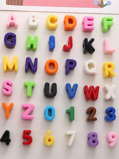 10pcs Letter 3D Beads -Random Color Mixing Of Number Beads, English Letter Beads- Used For Jewelry Creative DIY Make, Such As Bag Chains, Waist Chains,Phone Chains Accessories