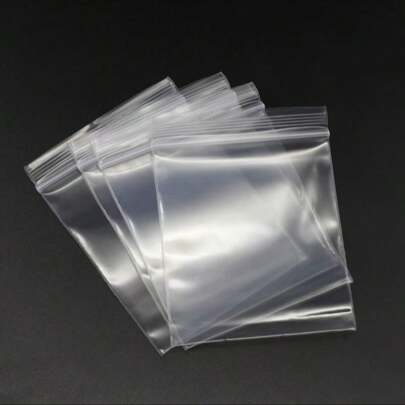 100pcs/Pack 4*6cm/5*7cm/6*8cm/7*10cm Thick Plastic Polyethylene Resealable Zipper Lock Clear Bags For Jewelry Packaging And DIY Storage