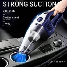 CascadeVac Handy Vacuum Cleaner Handheld Vacuum Cleaner For The Family Car, Powerful Suction USB Charging Mini Cleaning Vacuum Cleaner, Has A Variety Of Accessories For The Car, Home, Office And Other Slit Tools,0-200w Power - Blue silver - View 3