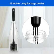 Cepillo para botellas, mango largo de acero inoxidable, limpieza de botellas de agua, limpiador de botellas deportivas, cepillo de fregar doméstico apto para botellas de cerveza, tazas, tazones de café, vasos, y tumblers