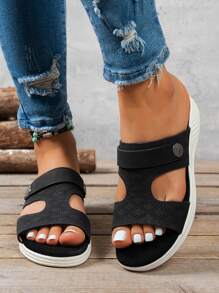 Soft Bottom, Breathable Peforated Sandals For Women, Thick Sole, Summer Travel, Mom Sandals, New 2025 EU/US, Lightweight, Non-Slip, Hollow, Open Toe, Wide Fit, Casual, Travel, Beach Sandals