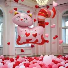 1/10 件猫心形铝箔气球套装，适用于婚礼场景装饰、派对装饰、订婚、周年纪念、母亲节、毕业典礼 - 彩色 - 查看 4