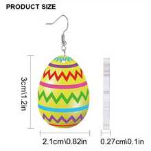 A Pair Of Colorful Striped Star Easter Egg Acrylic Earrings, Unique Earrings, Creative And Fashionable Earrings, Easter Earrings, Holiday Gifts, 2D Flat Earrings